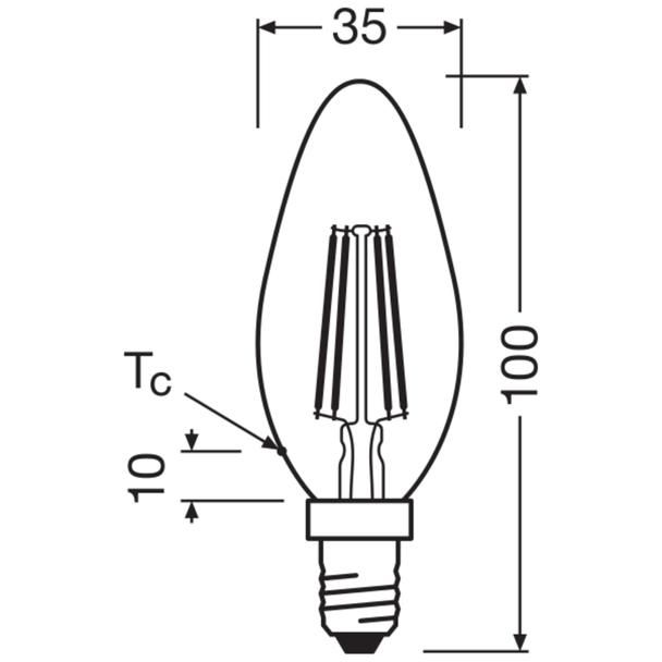 BASE CL B40 4W 827 230V FIL E14 FS3 LEDVANCE