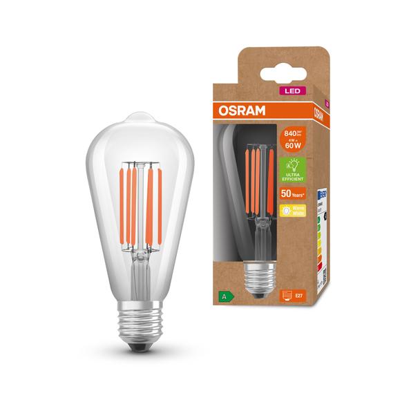 Lampa LED, klasyczny kształt bańki Edison 4W 830 230V szkło przezroczyste E27