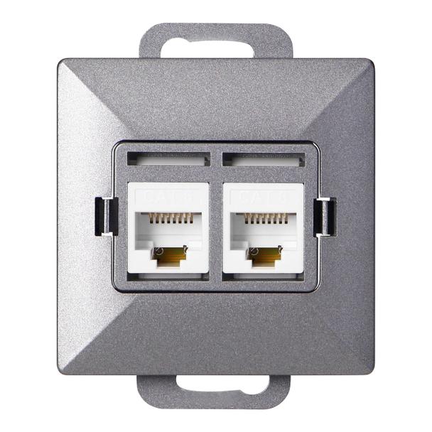Gniazdo 2xRJ45 Cat5 Pearl, RJ45-5CAT/P2, antracyt