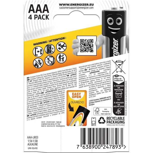 BATERIA ENERGIZER BASE POWER SEAL AAA LR03 /4 szt.