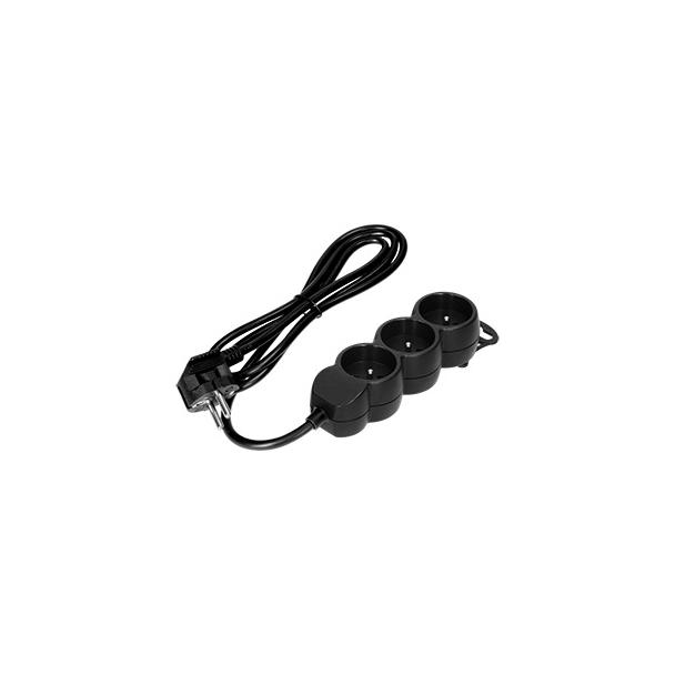 Przedłużacz 3x2P+Z,1,4m, 3x1mm2, czarny