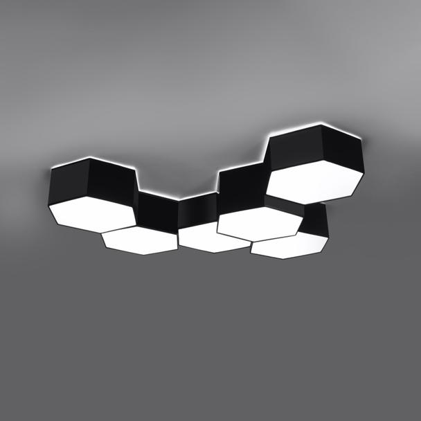 Lampa plafon sześciokątny czarny SUNDE 13 SOLLUX
