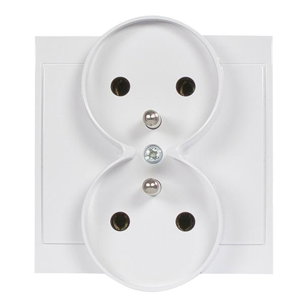 Gniazdo podwójne podtynkowe 2x2P+Z Luna, 16A, 250V, PT-6LR, biały