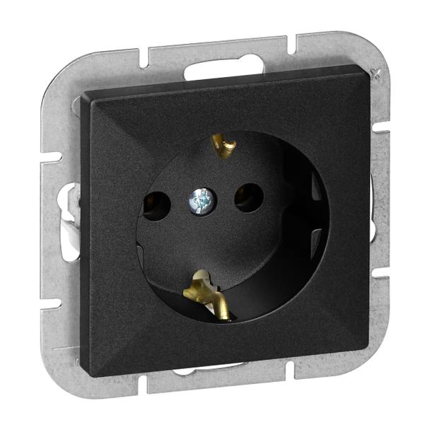 Gniazdo pojedyncze podtynkowe 2P+Z Schuko Pearl, 16A, 250V, PT-17P, czarny
