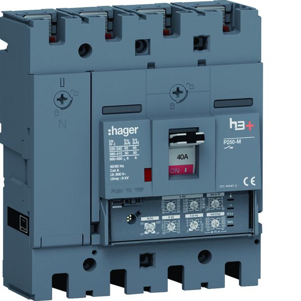 MCCB Wyłącznik mocy h3+ P250 4P 40A 50kA LSI HMT041JR HAGER