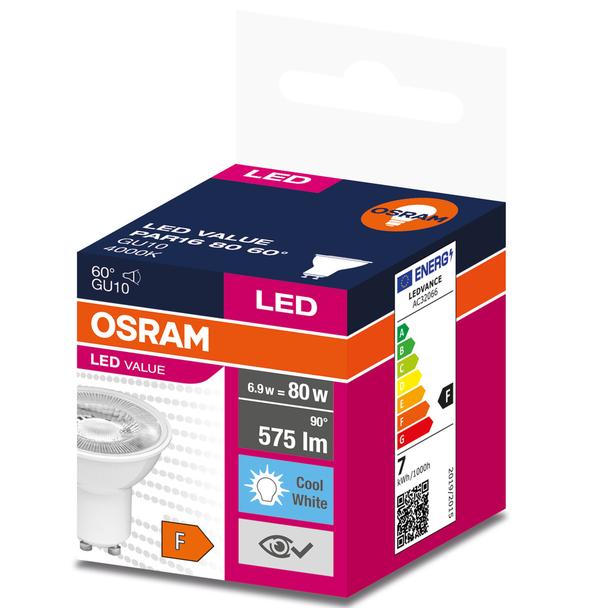 Żarówka LED GU10 6,9W 575lm 60° 4000K neutralna biel VALUE OSRAM