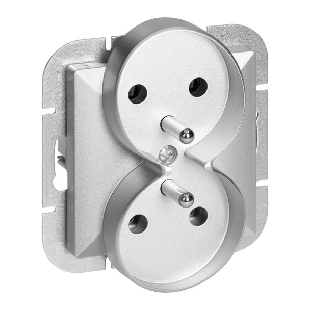 Gniazdo podwójne podtynkowe 2x2P+Z Pearl, 16A, 250V, PT-6 PR, srebrny