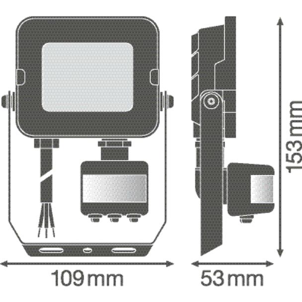 Naświetlacz LED FLOOD COMPACT SENSOR V 10W 830 SYM 100 BK 4058075575226 LEDVANCE