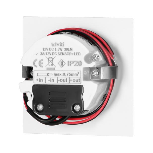 DRACO LED NEW 1,5W, oprawa schodowa podtynkowa, 12VDC, 30lm, 3000K, biała, czujnik ruchu i zmierzchu
