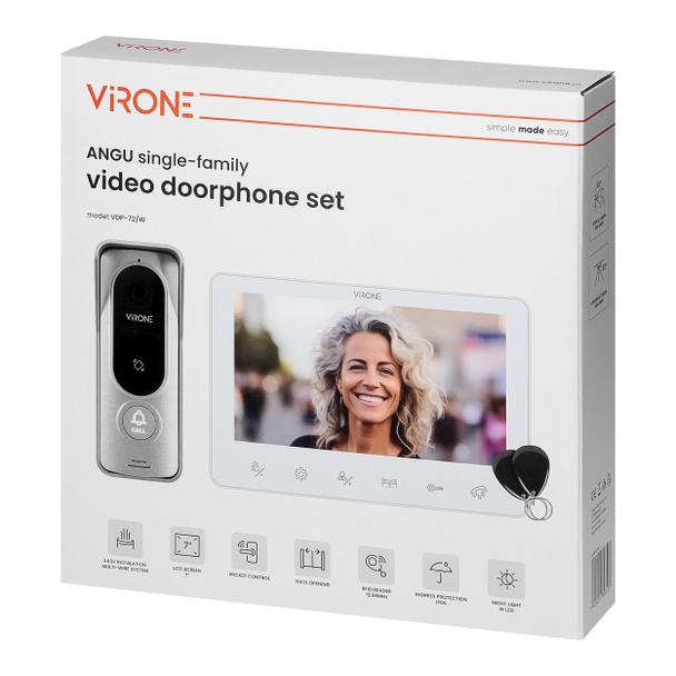 ANGU, zestaw wideodomofonowy 4-żyłowy, bezsłuchawkowy, monitor 7" LCD, z kamerą 800TVL, z czytnikiem