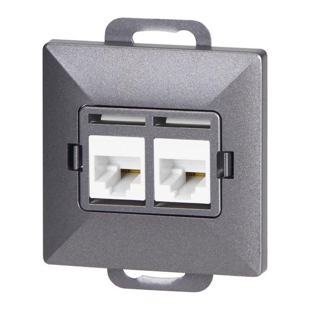 Gniazdo 2xRJ45 Cat5 Pearl, RJ45-5CAT/P2, antracyt