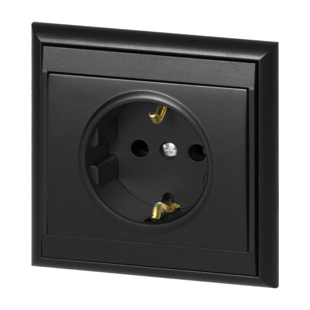 Gniazdo pojedyncze podtynkowe 2P+Z, Schuko Luna, 16A, 250V, PT-17L, czarny