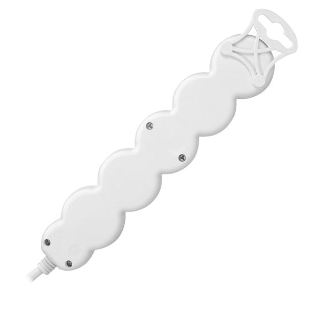 Przedłużacz 5-krotny 2P+Z, 3m H05VV-F 3x1,5mm2, Imax=16A, płaska wtyczka, biały