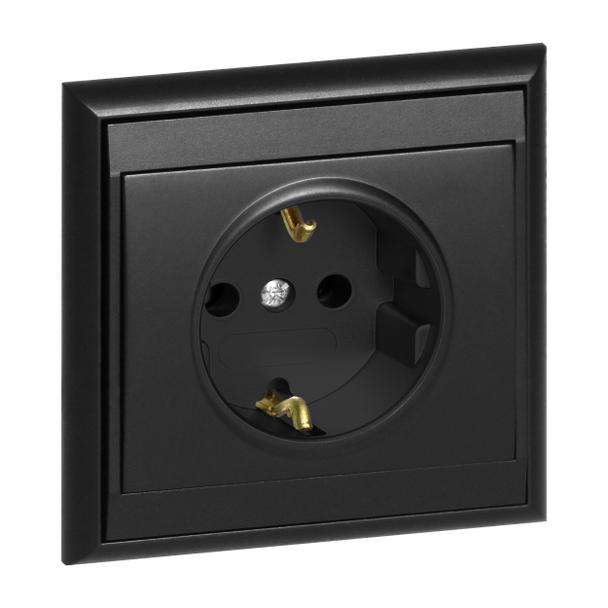 Gniazdo pojedyncze podtynkowe 2P+Z, Schuko Luna, 16A, 250V, PT-17L, czarny