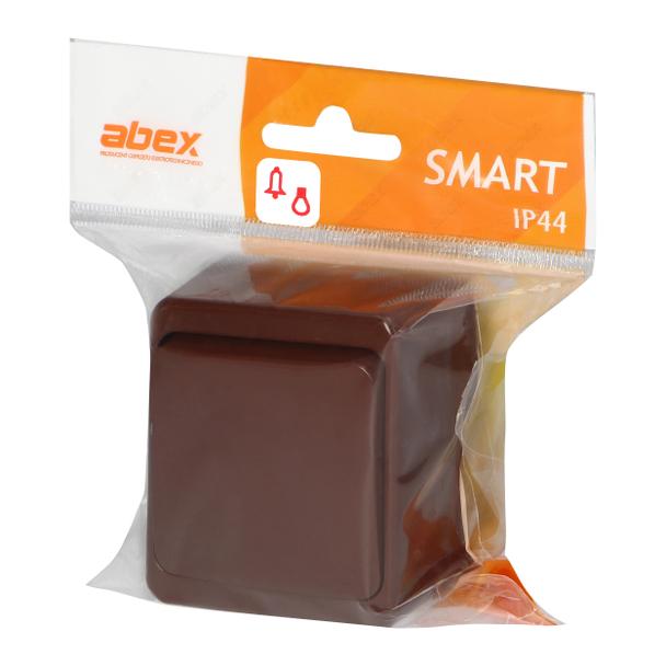 Łącznik zwierny natynkowy 10A, 250V, światło/dzwonek IP44, SMART, brązowy
