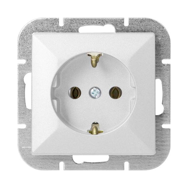 Gniazdo pojedyncze podtynkowe 2P+Z Schuko Pearl, 16A, 250V, PT-17P, biały