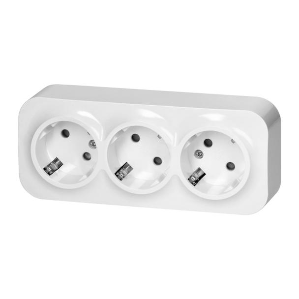 Gniazdo potrójne natynkowe ToDo 2P+Z Schuko IP20, 16A, 230V AC, 16A, 230V AC, biały, 10 sztuk