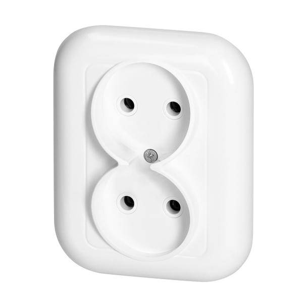 Gniazdo podwójne podtynkowe 2x2p 16A, 250V, FAN, biały