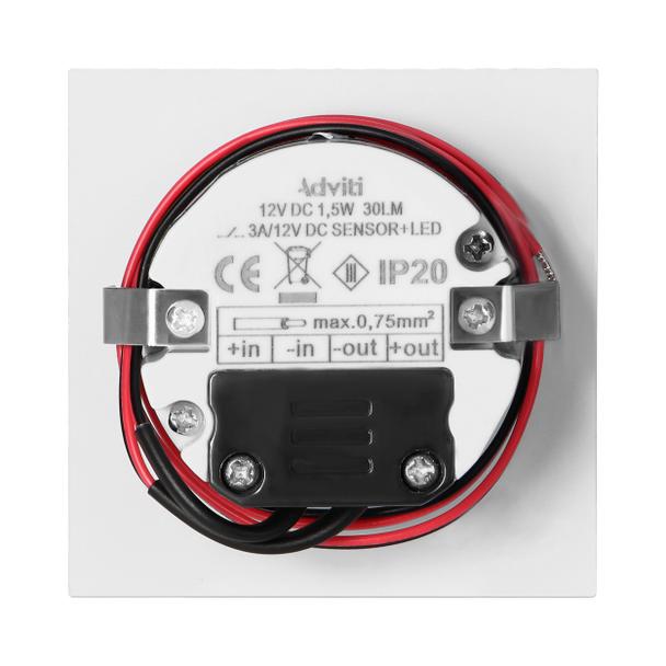 DRACO LED NEW 1,5W, oprawa schodowa podtynkowa, 12VDC, 30lm, 3000K, biała, czujnik ruchu i zmierzchu