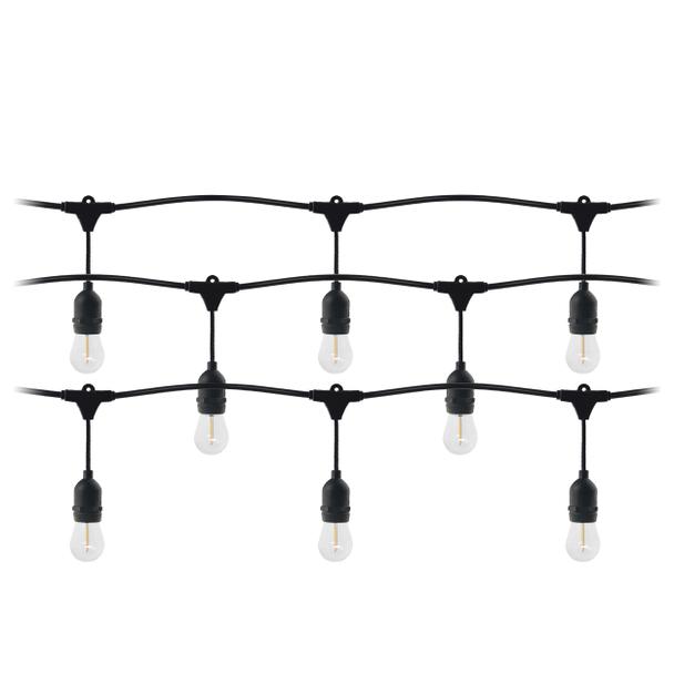 Girlanda oświetleniowa - 1 sznur 15 m (15 opraw) + 15 żarówek LED 1W E27, 3000K + 1 żarówka gratis