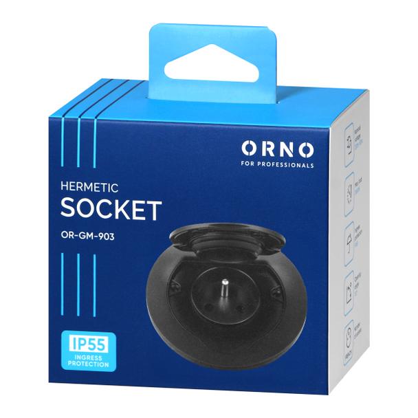 Hermetyczne gniazdo elektryczne okrągłe, IP55, 1x2P+Z(French), czarne