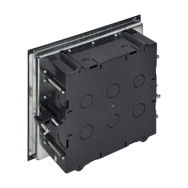 Puszka podłogowa na gniazda modułowe 6 x 45x45mm lub 12 x 22,5x45mm, pokrywa: stal nierdzewna, czarn