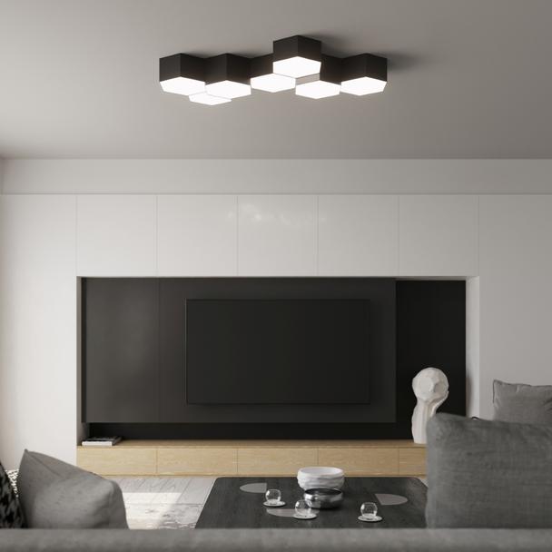 Lampa plafon sześciokątny czarny SUNDE 13 SOLLUX