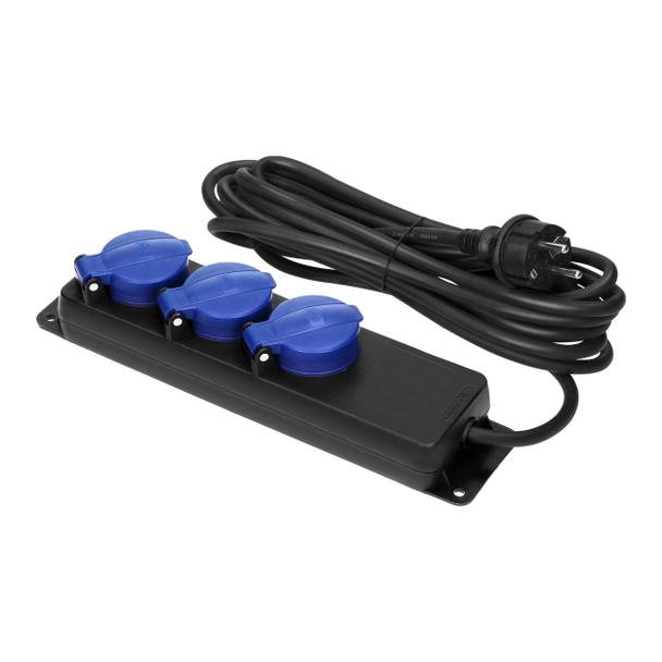 Przedłużacz warsztatowy bryzgoszczelny IP44, 3 gniazda 2P+Z schuko, przewód gumowy, H05RR-F 3x1,5mm2