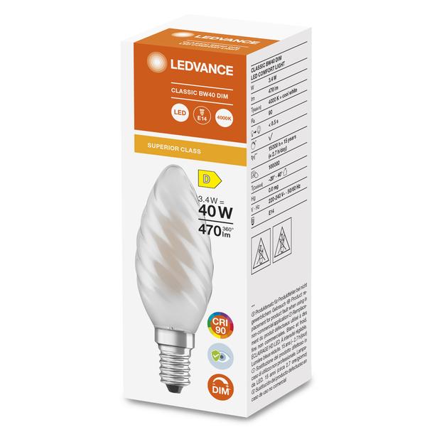 LED COMFORT SUPERIOR CL BW GL FR 40 dim 3,4W 940 E14 LEDVANCE