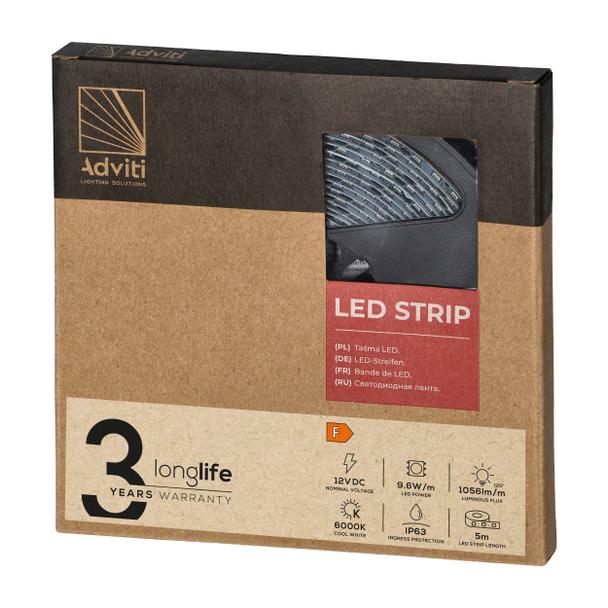 Taśma LED 12V 2835 120L/m 9,6W/m IP63 6000K 5m AD-TL-6489L6 ORNO