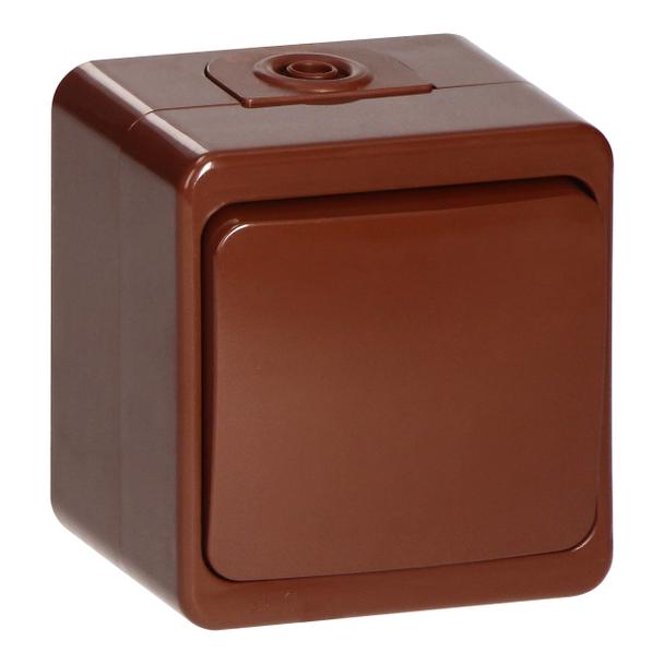 Łącznik zwierny natynkowy 10A, 250V, światło/dzwonek IP44, SMART, brązowy