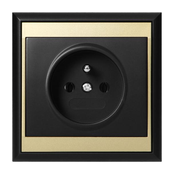 Gniazdo pojedyncze podtynkowe 2P+Z Luna, 16A, 250V, PT-16L, czarny/złoty OR-OE-7605/BC ORNO