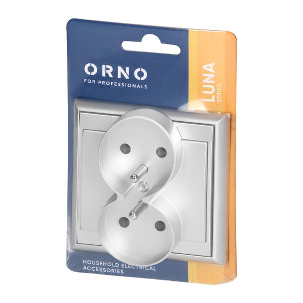 Gniazdo podwójne podtynkowe 2x2P+Z Luna, 16A, 250V, PT-6LR, srebrny