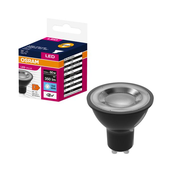 LED VALUE PAR16 50 36 4,5W 840 230V GU10 BK LEDVANCE