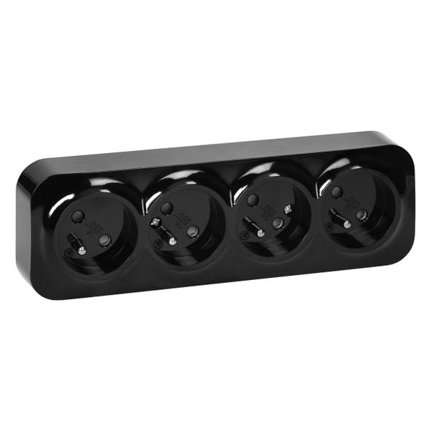 Gniazdo poczwórne natynkowy ToDo 2P+Z IP20, 16A, 230V AC, 16A, 230V AC, czarny