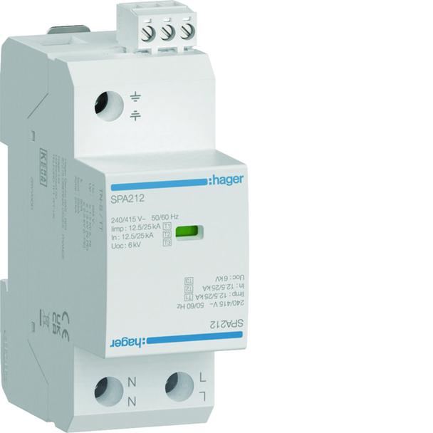 SPD Ogranicznik przepięć T1 kombinowany 2P TN-S/TT Iimp=25kA Up?1,5kV