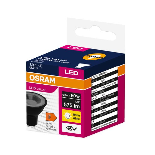 Lampa LED VALUE PAR16 80 120 6,9W/827 230V GU10 BK