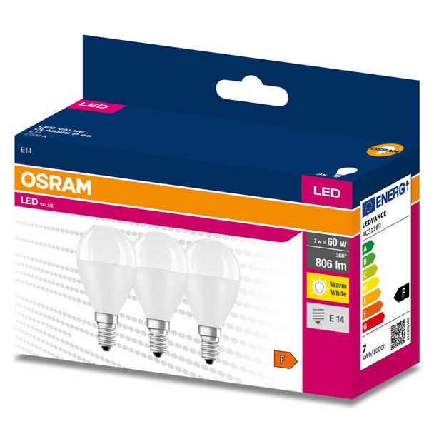 Lampa LED VALUE Classic P60 7W/827 230V plastik E14 FS3 OSRAM