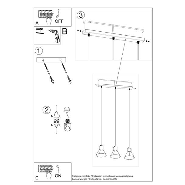 Sollux Lampa wisząca TALEJA 3 czarna [E27] SL.0986