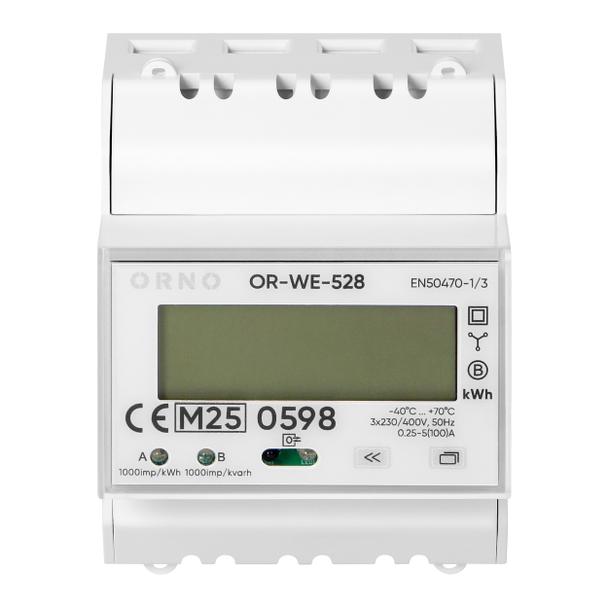 3-fazowy licznik energii elektrycznej, 100A, MID, 4 moduły, DIN TH-35mm