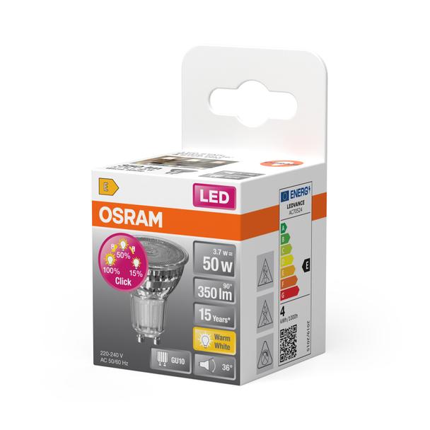 Lampa LED STAR+ non-dim Spot PAR16 Glass 50 3,7W/827 GU10