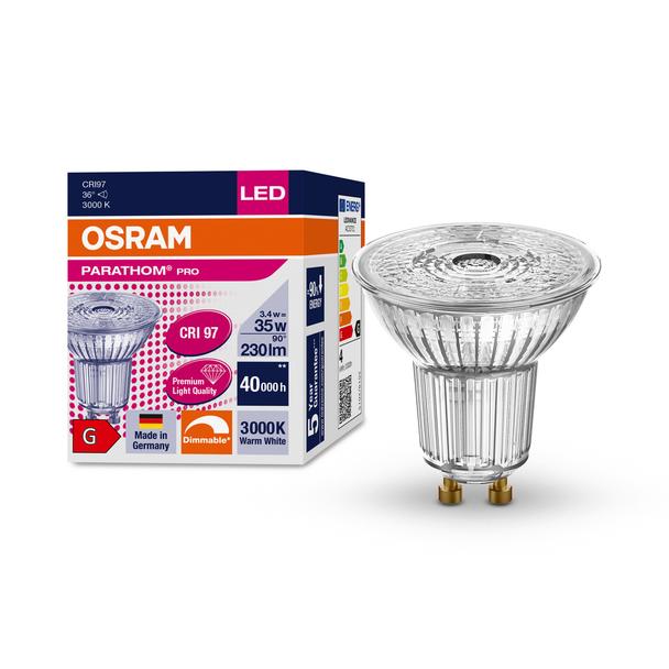 PARATHOM PRO PAR16 35 dim 36° 3,4W 930 GU10 LEDVANCE