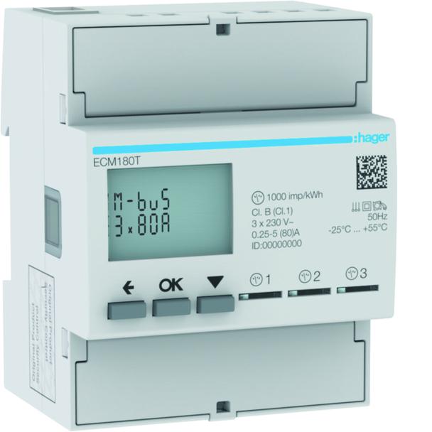 agardio.measure Licznik energii elektrycznej 1-fazowy, 3x80A 4M, M-bus