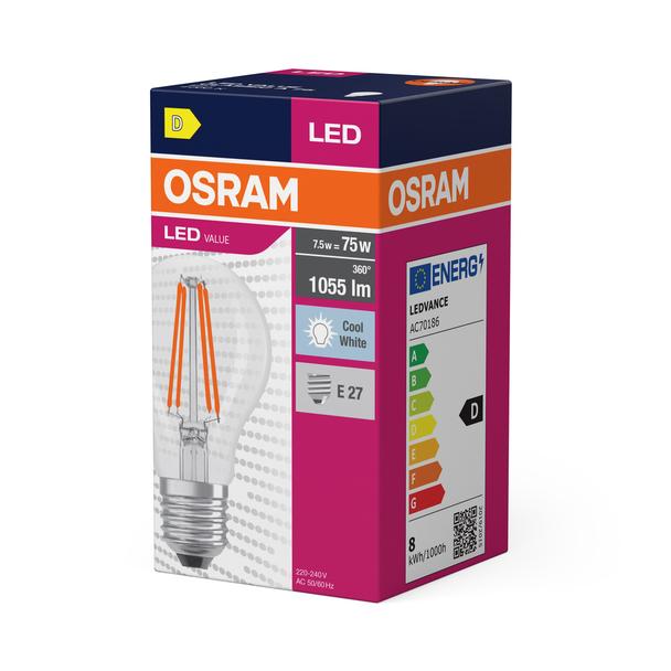 Lampa LED VALUE Classic A75 non-dim Filament 8W 840 E27