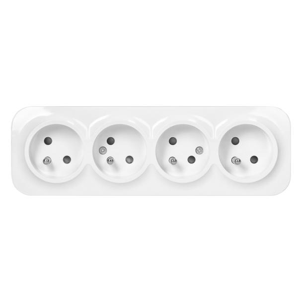 Gniazdo poczwórne natynkowy ToDo 2P+Z IP20, 16A, 230V AC, 16A, 230V AC, biały