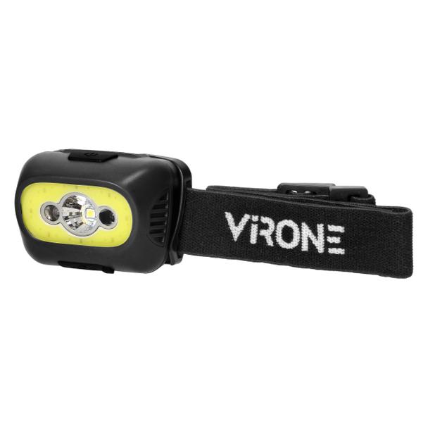 Latarka czołowa COB+LED, ładowanie USB, czujnik ruchu, czarna