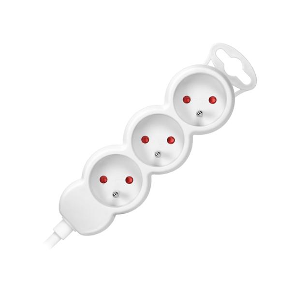 Przedłużacz 3x2P+Z,1,4m, 3x1mm2, biały