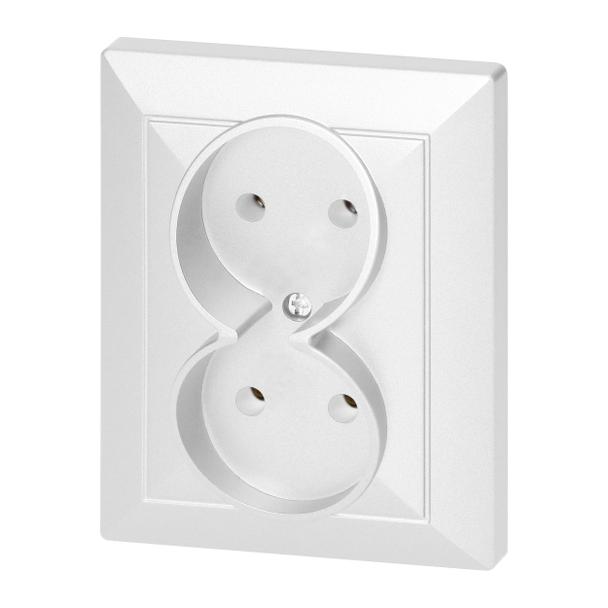 Gniazdo podwójne podtynkowe 2x2P Pearl, 16A, 250V, PT-5 P, biały