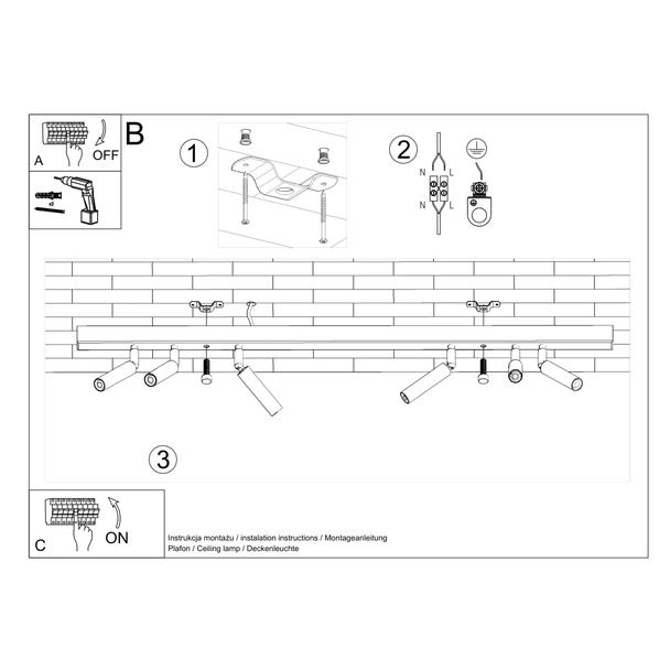 Sollux Plafon EYETECH 6 czarny SL.0901
