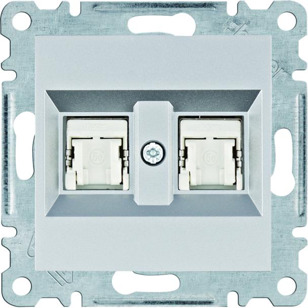 lumina Gniazdo komputerowe podwójne RJ45 kat.5e FTP, srebrny WL2142 HAGER